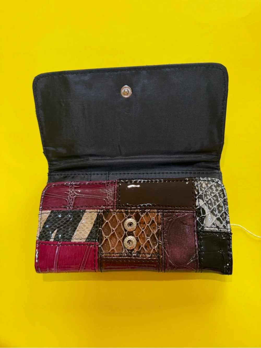Patchwork Patent Clutch Wallet - Multicolor& accessories